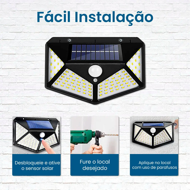 Kit 4 Peças - Refletor Solar Potente Com Sensor de Presença À Prova D' Água