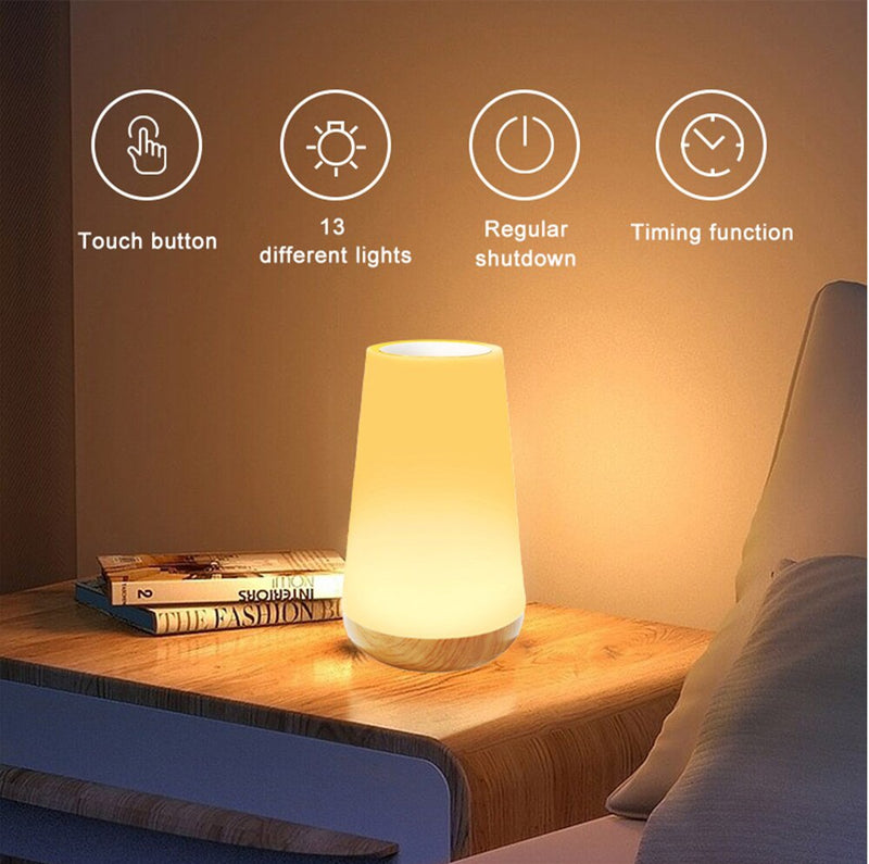 Luz noturna com 13 cores com controle remoto, toque USB recarregável RGB noturno